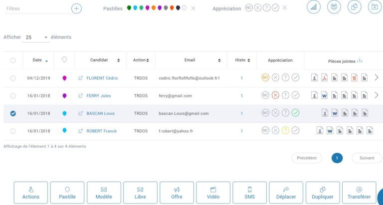 Gestion des candidatures logiciel HumanSourcing